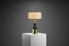 Sculptural Brass and Lacquered Metal Table Lamp, Denmark 1960s