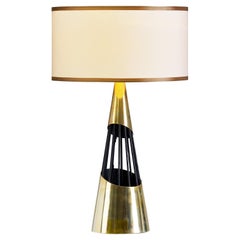 Lampe de table sculpturale en laiton et métal laqué, Danemark, années 1960