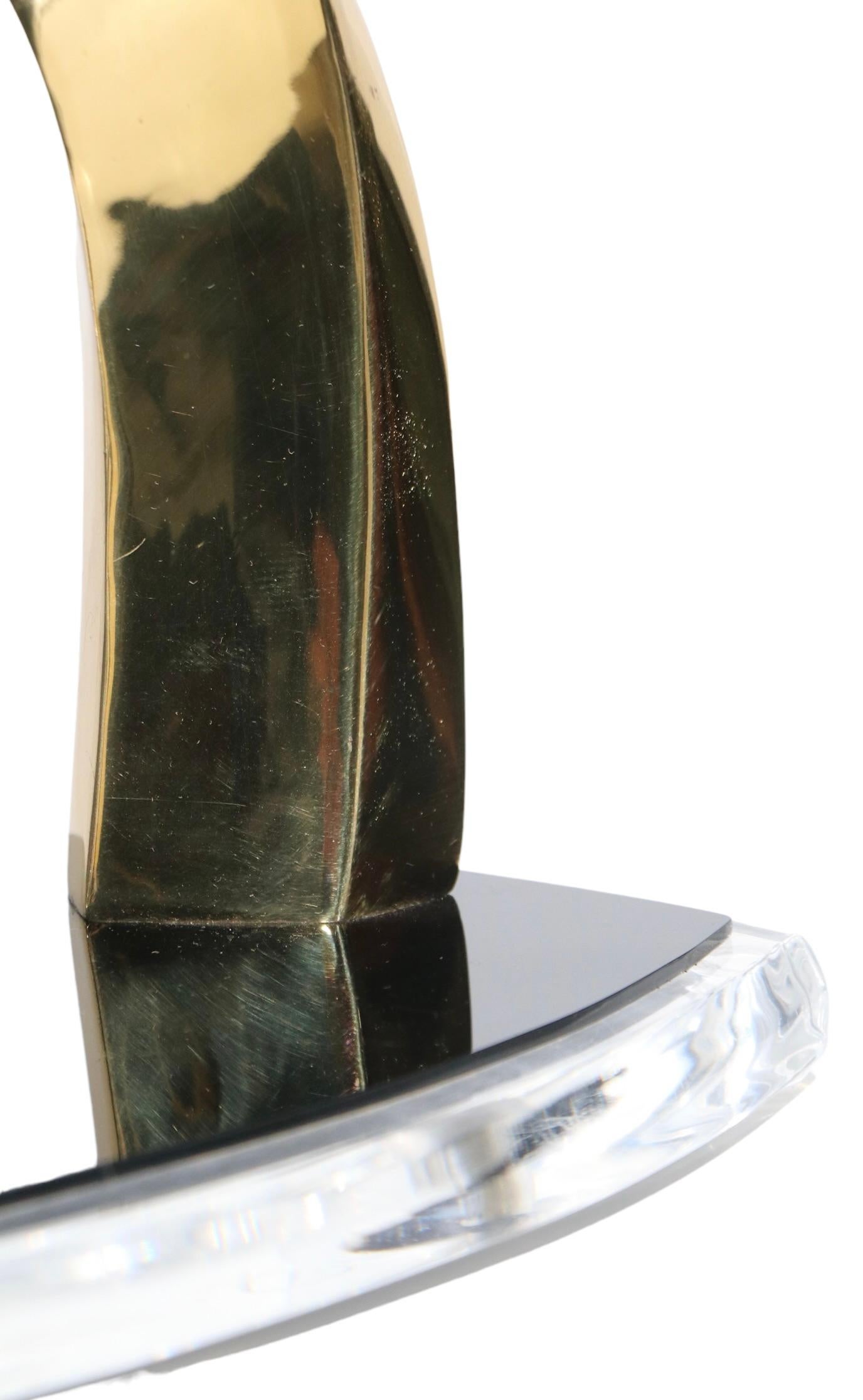Sculptural Brass and Lucite Table Lamp, Ca. 1970's 4