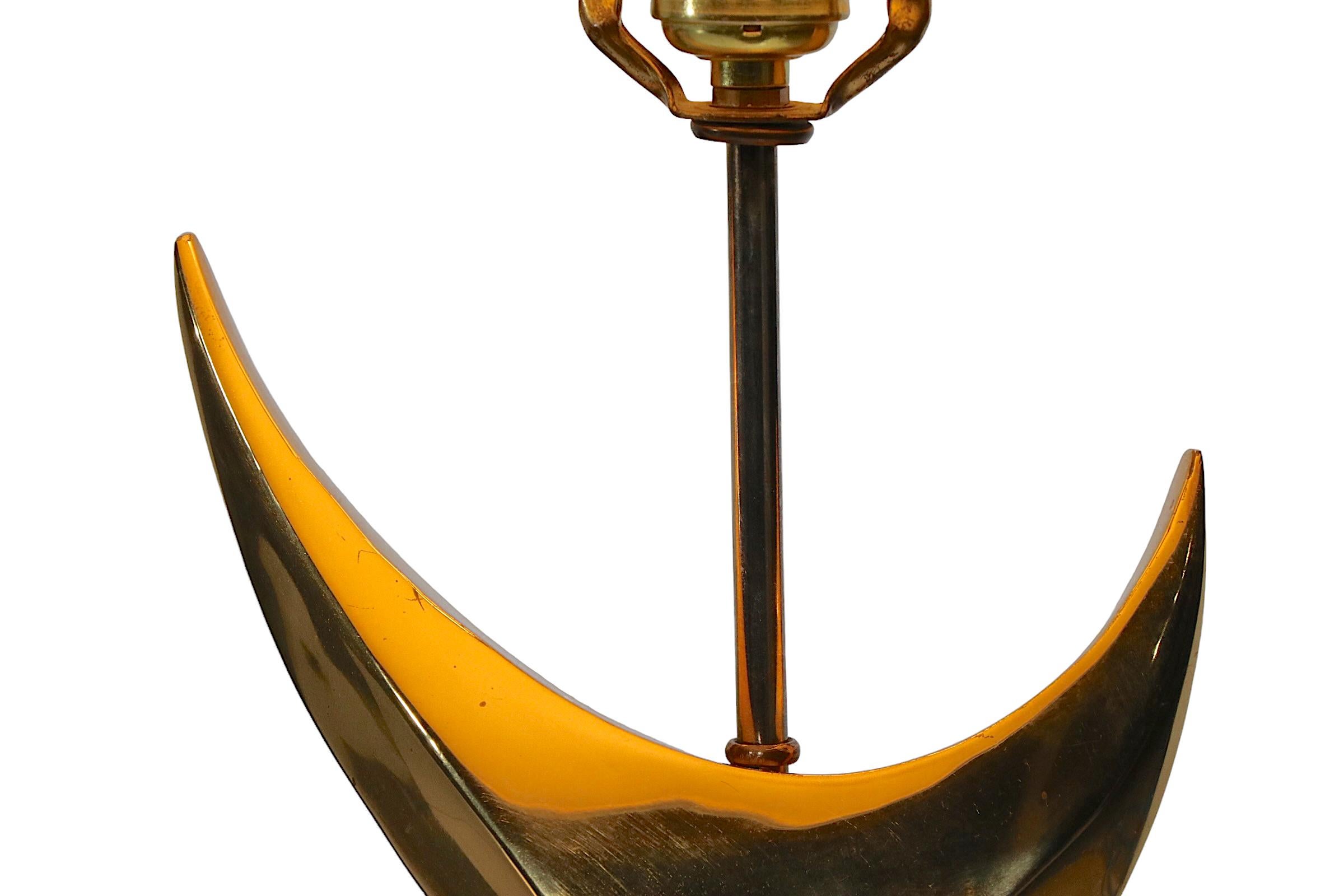 Late 20th Century Sculptural Brass and Lucite Table Lamp, Ca. 1970's