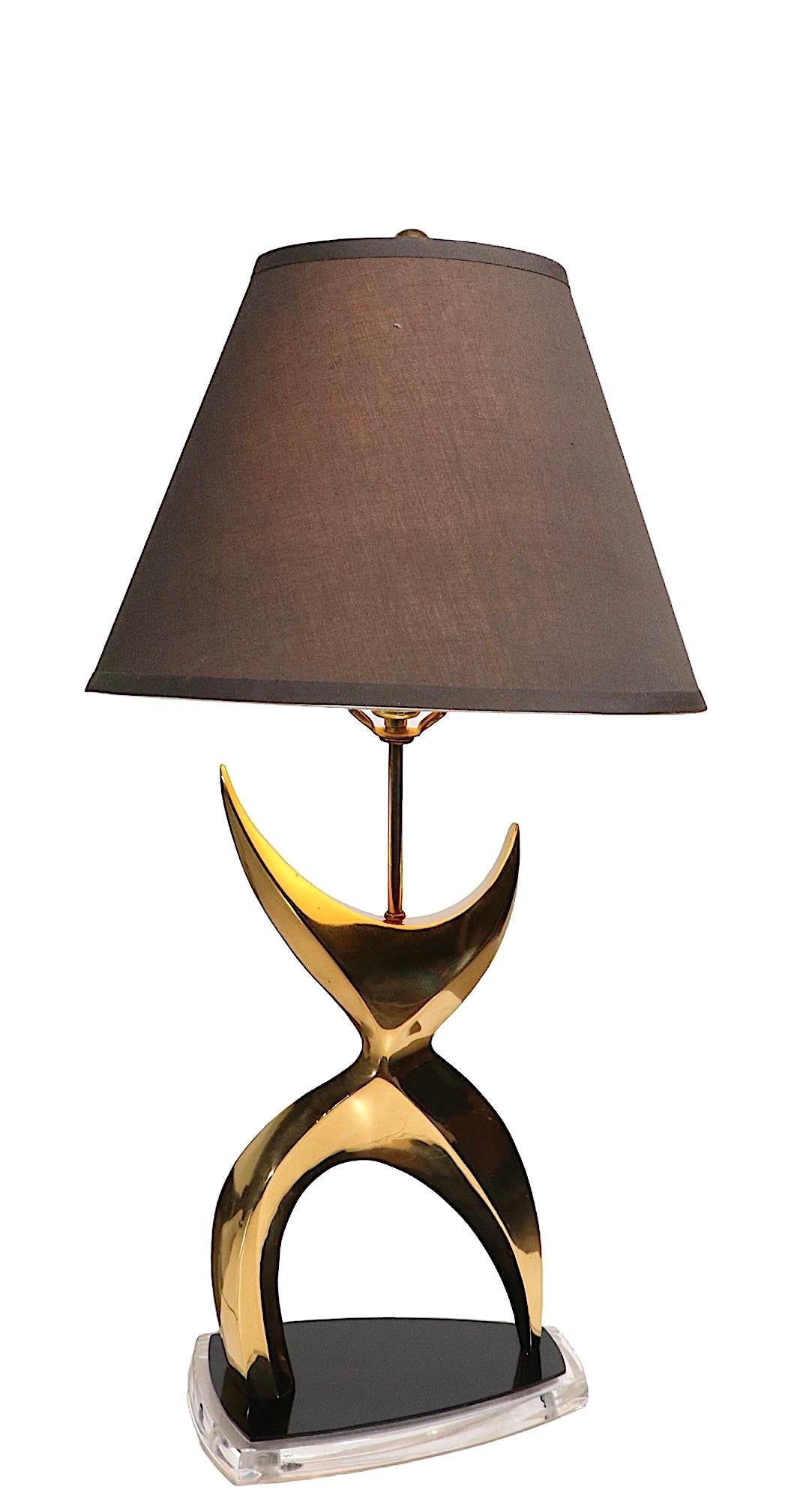 Sculptural Brass and Lucite Table Lamp, Ca. 1970's 3