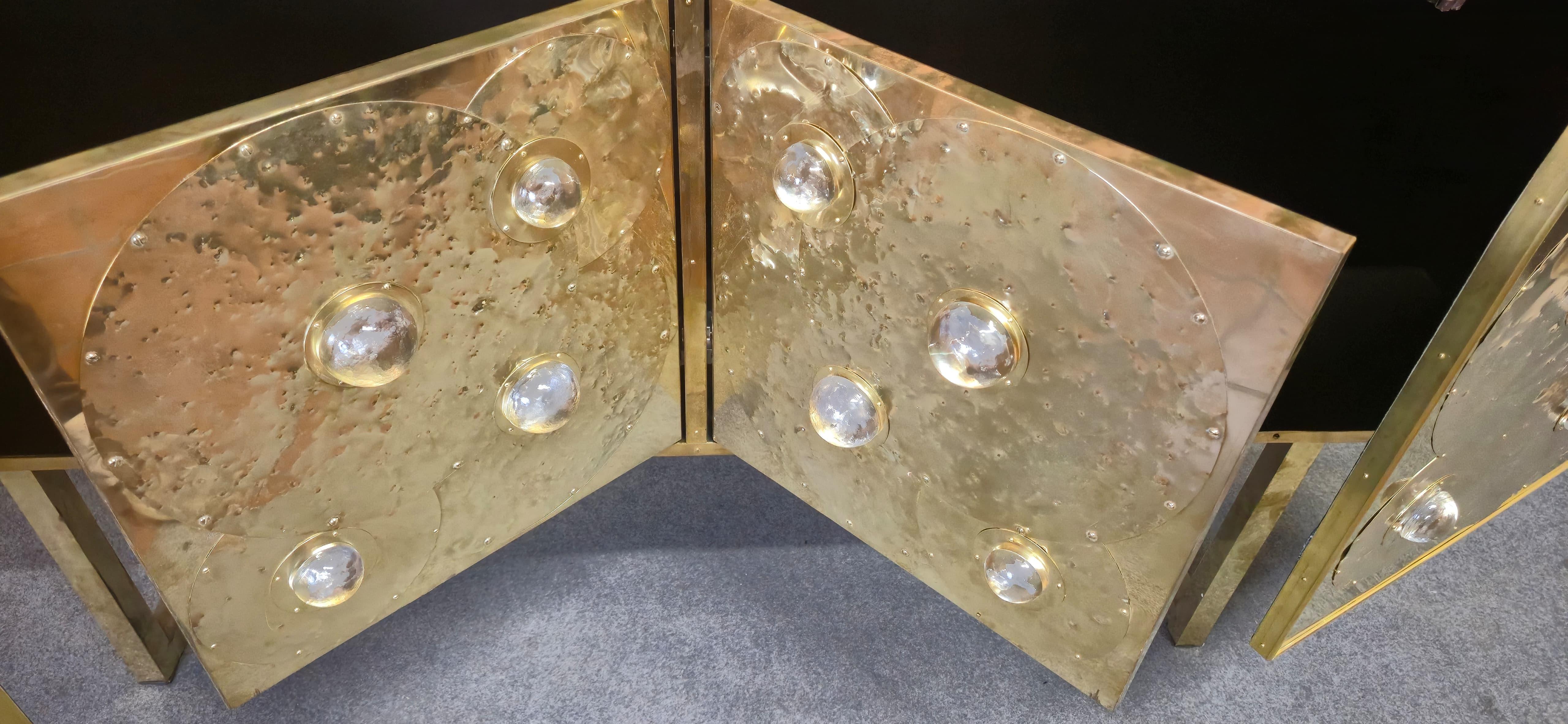 Buffet sculptural en laiton et verre de Murano par Justfurnituress, Italie sur mesure en vente 5