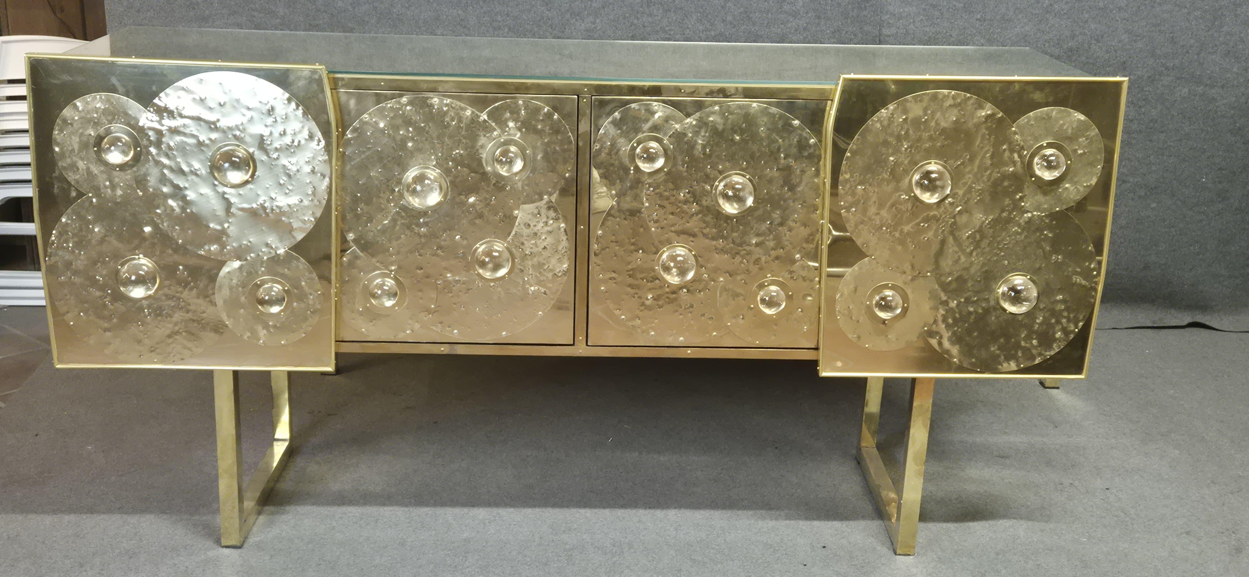Buffet sculptural en laiton et verre de Murano par Justfurnituress, Italie sur mesure en vente 10