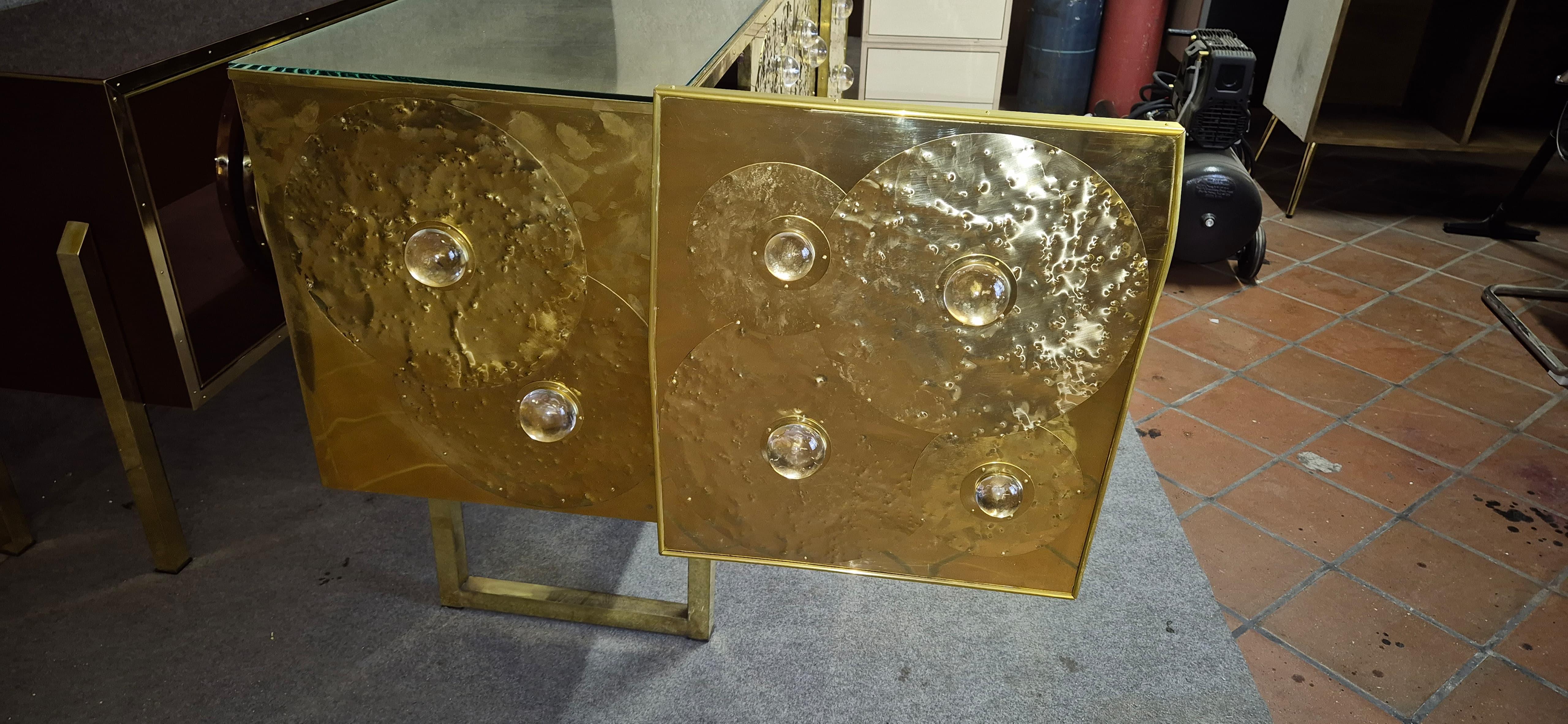 Cuit Buffet sculptural en laiton et verre de Murano par Justfurnituress, Italie sur mesure en vente