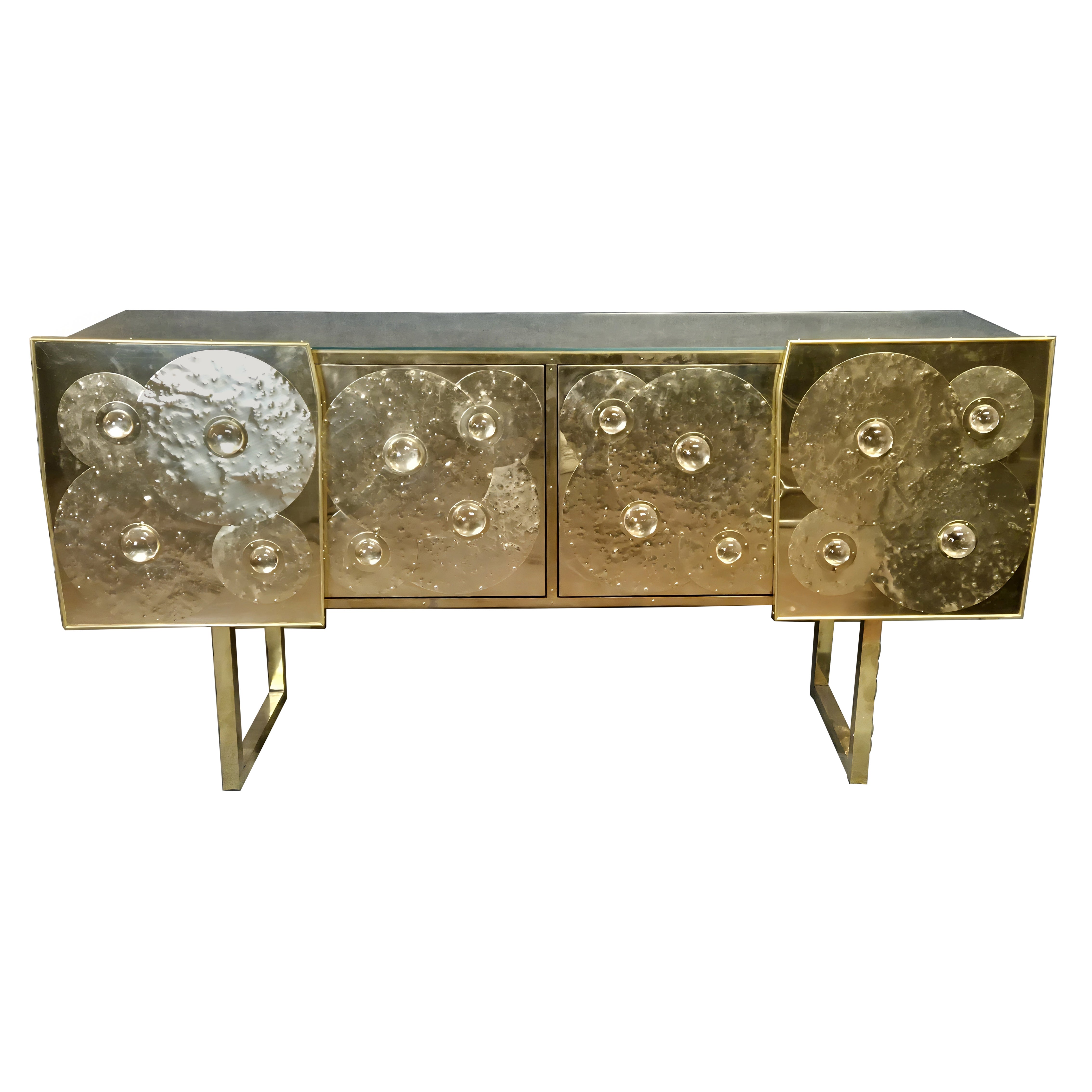Sculptural Brass and Murano Glass Sideboard by Justfurnituress, Custom Italy