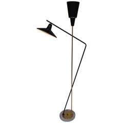 Sculptural Brass and Steel Floor Lamp Attributed to Gilardi & Barzaghi