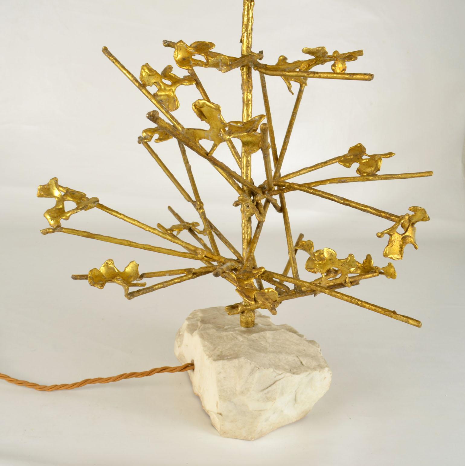 Sculptural Brass Art Table Lamp 1980's Belgium For Sale 5