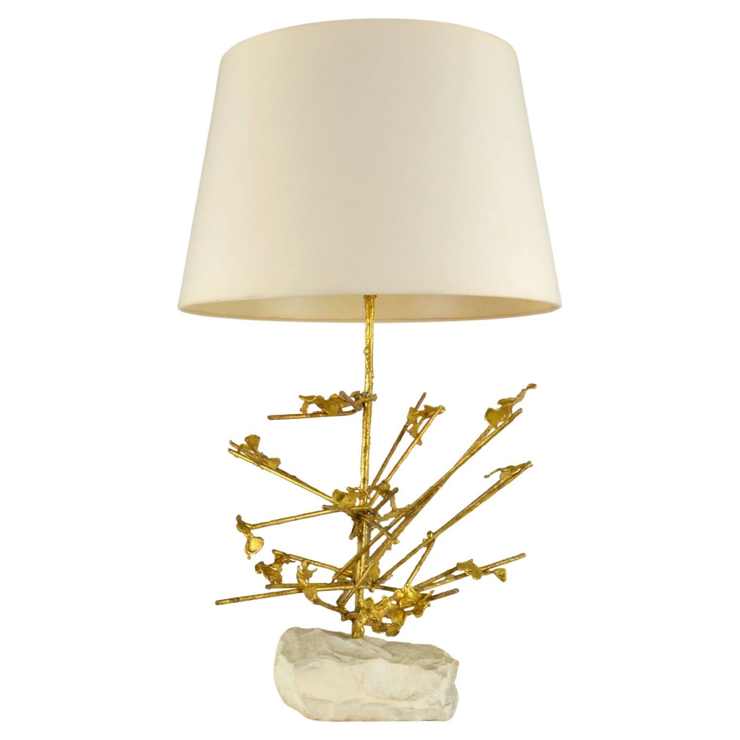 Sculptural Brass Art Table Lamp 1980's Belgium In Excellent Condition For Sale In London, GB