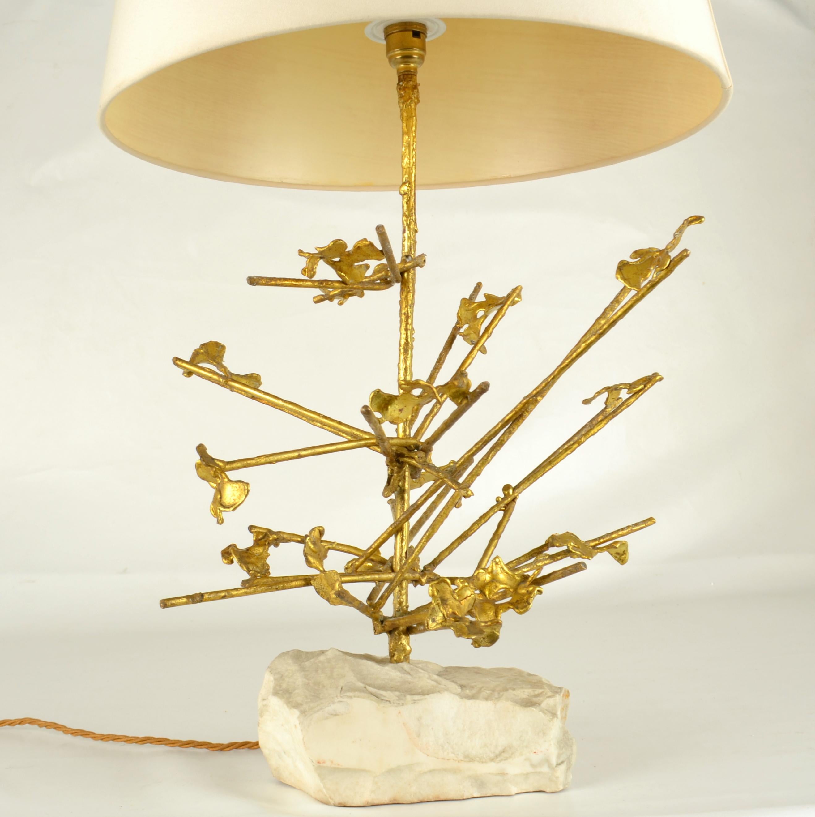 Late 20th Century Sculptural Brass Art Table Lamp 1980's Belgium For Sale