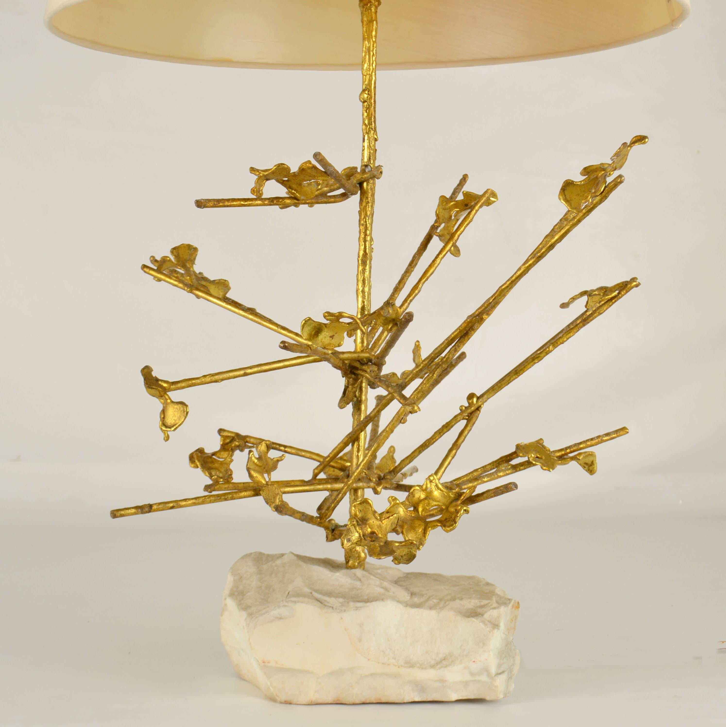 Sculptural Brass Art Table Lamp 1980's Belgium For Sale 1