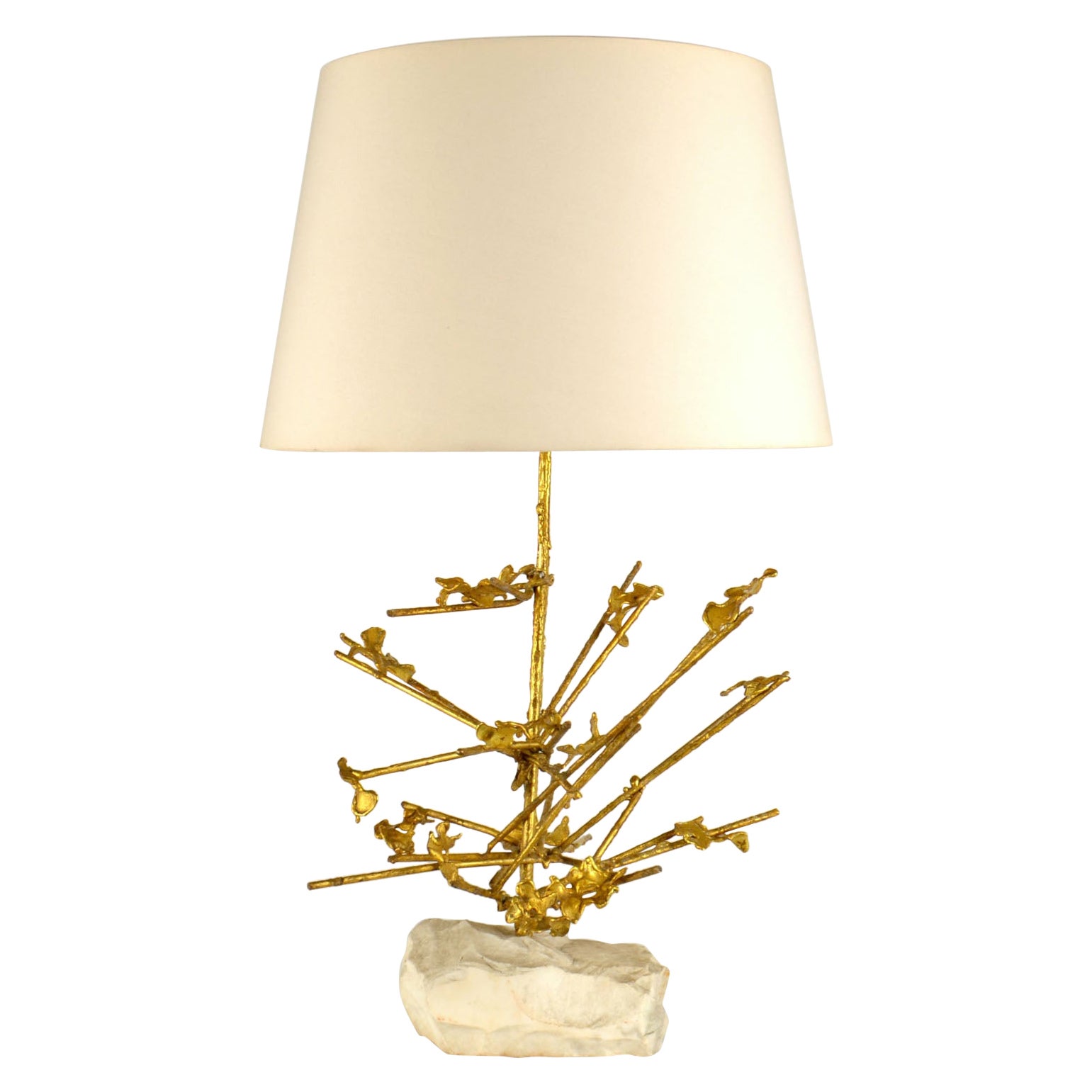 Sculptural Brass Art Table Lamp 1980's Belgium