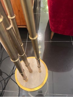 Sculptural brass bamboo floor lamp