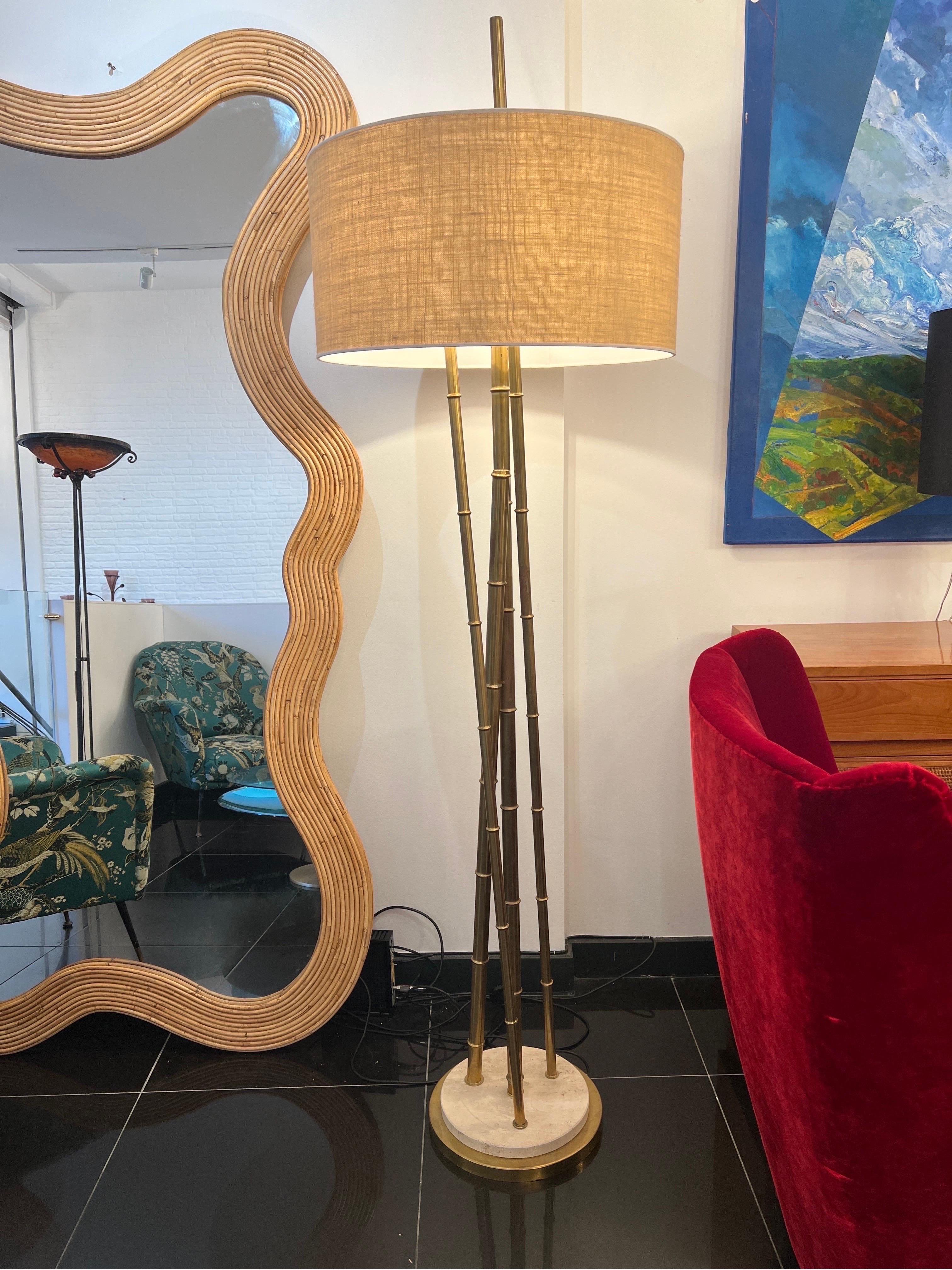 Sculptural brass bamboo floor lamp  For Sale 2