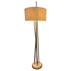 Sculptural brass bamboo floor lamp