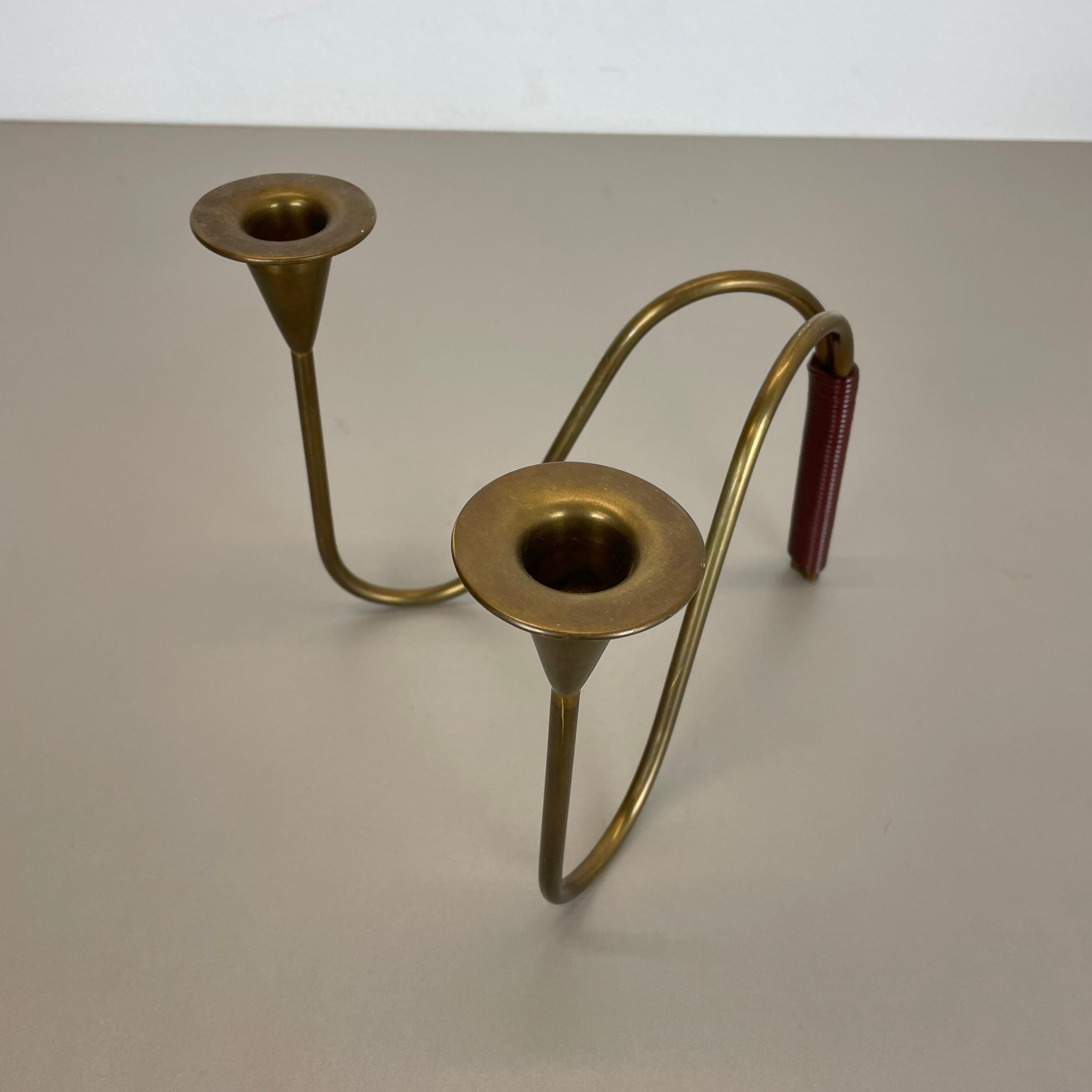 Mid-Century Modern Sculptural Brass Candleholder Object by Günter Kupetz for WMF, Germany 1950s For Sale