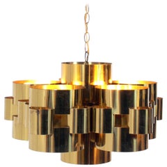 Sculptural Brass Chandelier by Curtis Jere