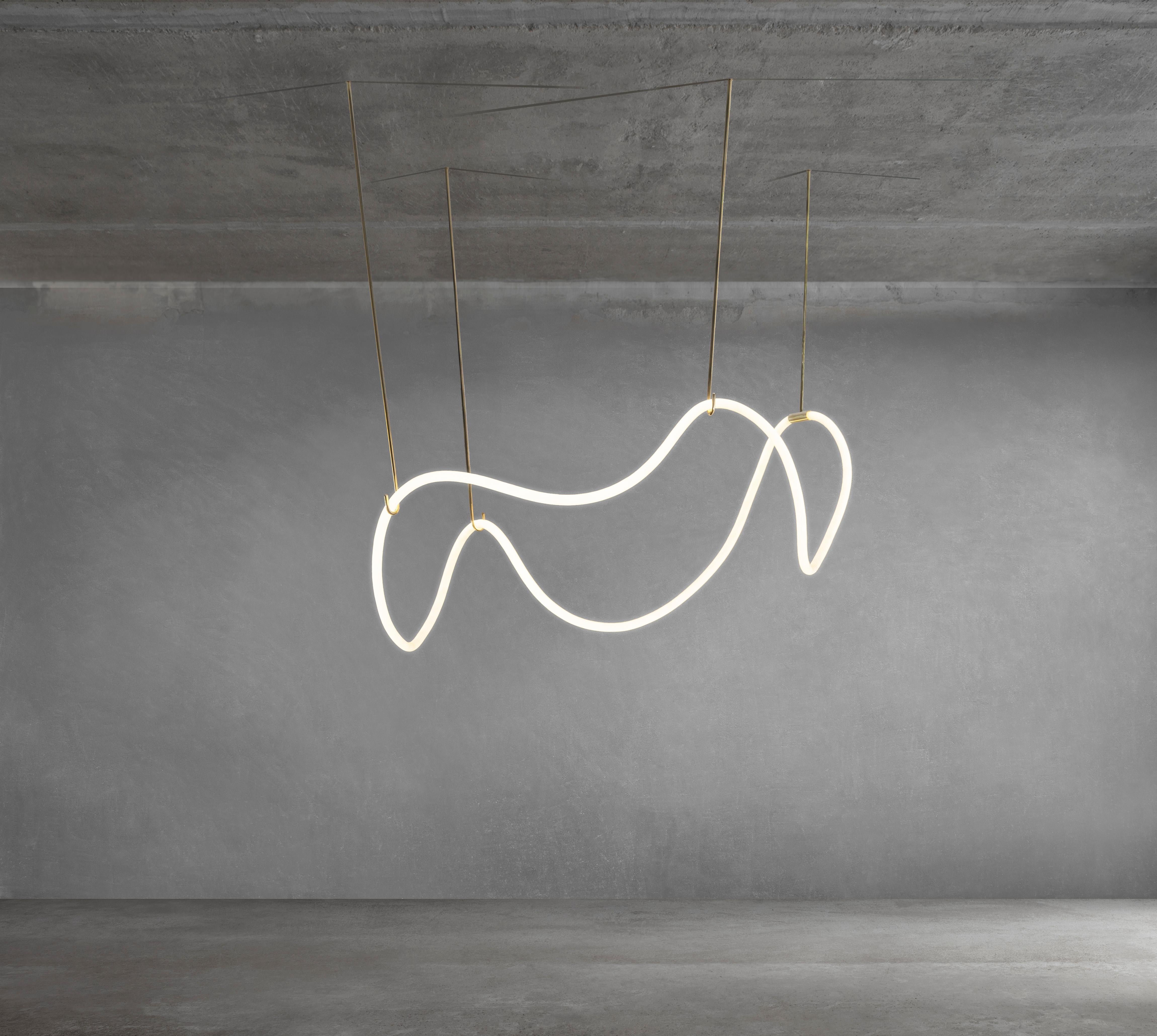 Contemporary Sculptural Brass Circular Light Pendant Itaca by Morghen Studio
