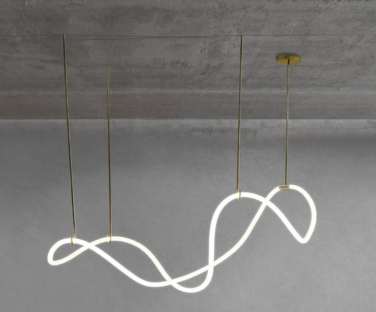 Post-Modern Sculptural Brass Circular Light Pendant Itaca by Morghen Studio For Sale