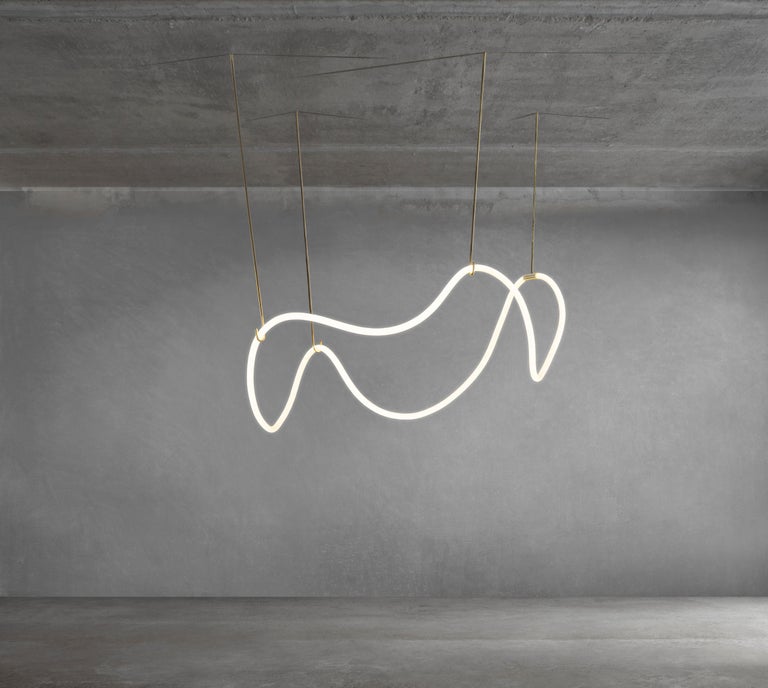 Contemporary Sculptural Brass Circular Light Pendant Itaca by Morghen Studio For Sale