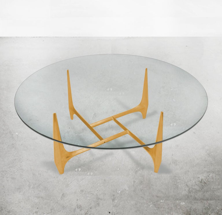 Mid-20th Century Sculptural Brass Coffee or Side Table by Knut Hesterberg, 1960 For Sale