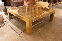 Sculptural Brass Coffee Table with Riveted Surface, Signed R. Dubarry