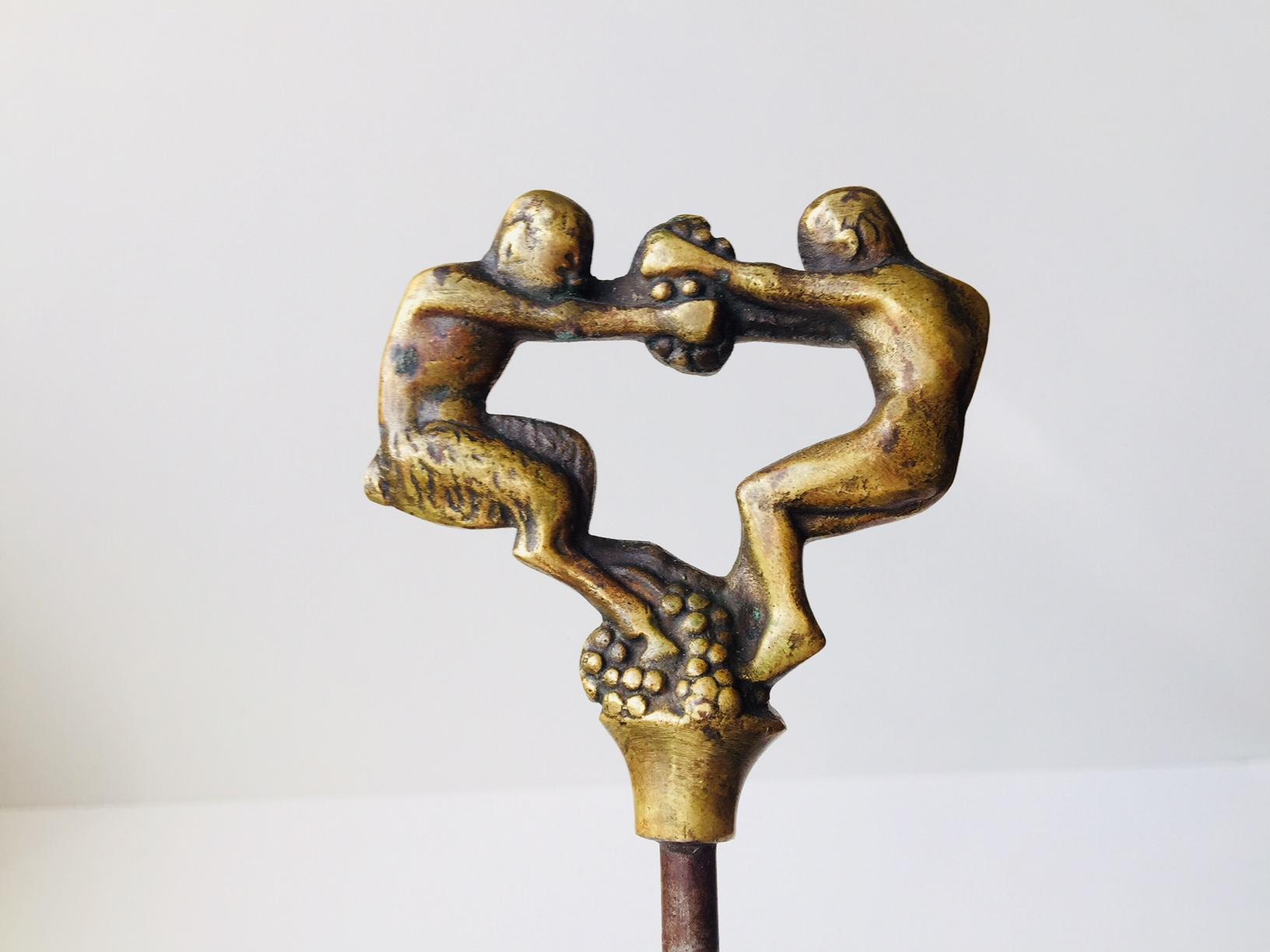Art Deco Sculptural Brass Corkscrew by Kay Bojesen for Einar Dragsted, 1920s