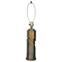 Sculptural Brass Cylinder Lamp
