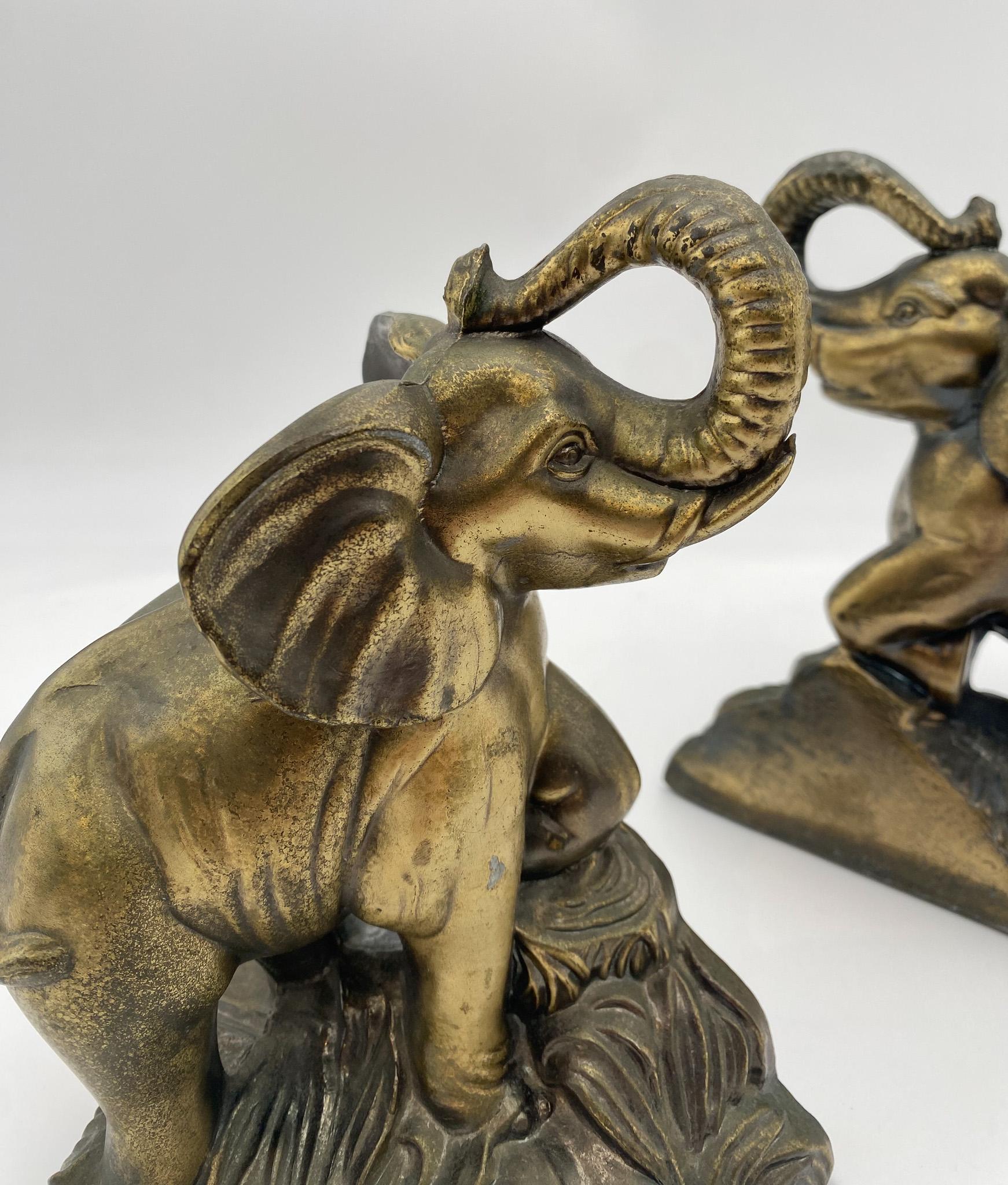 Sculptural Brass Elephant Bookends,  1970's  For Sale 4