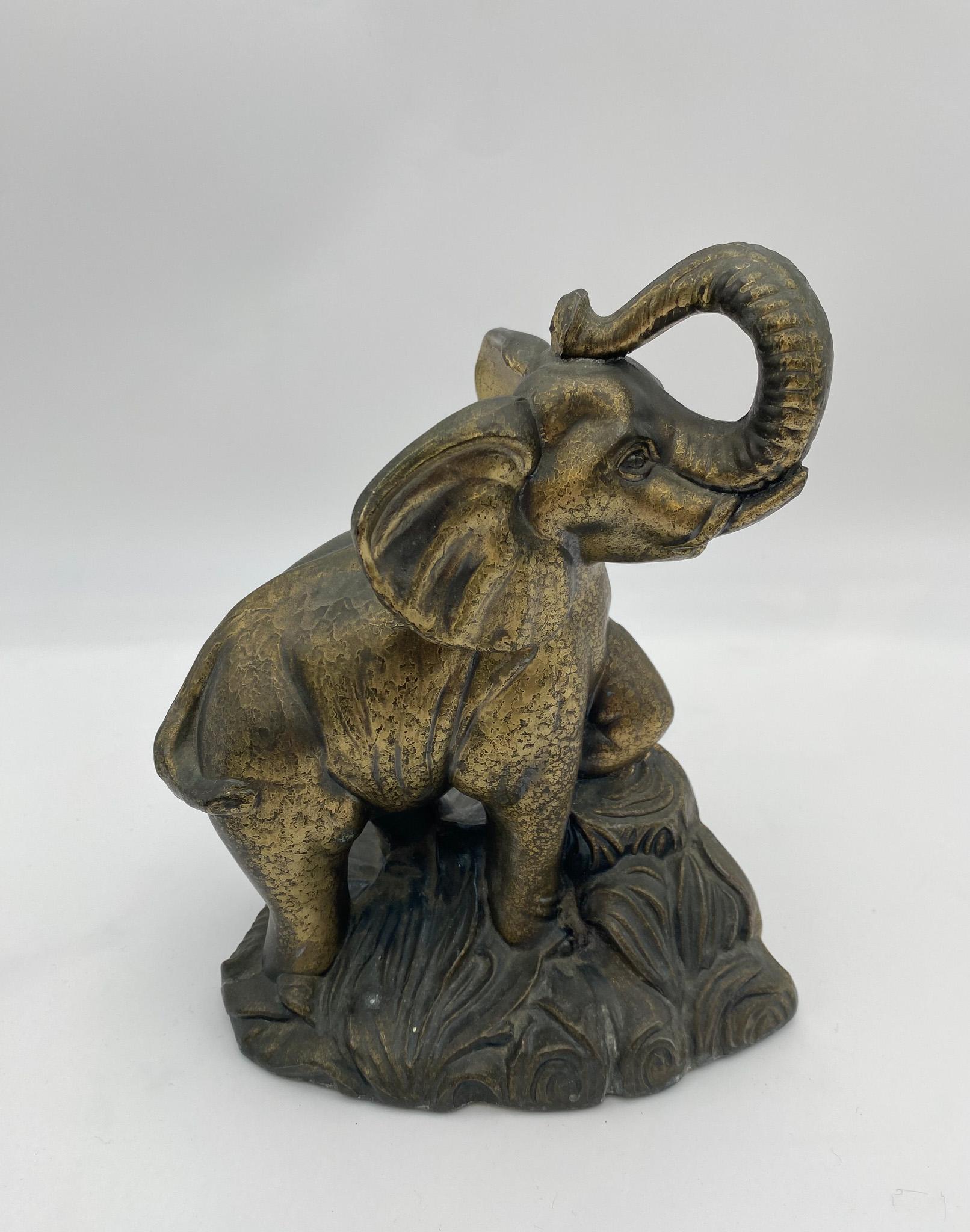 20th Century Sculptural Brass Elephant Bookends,  1970's  For Sale