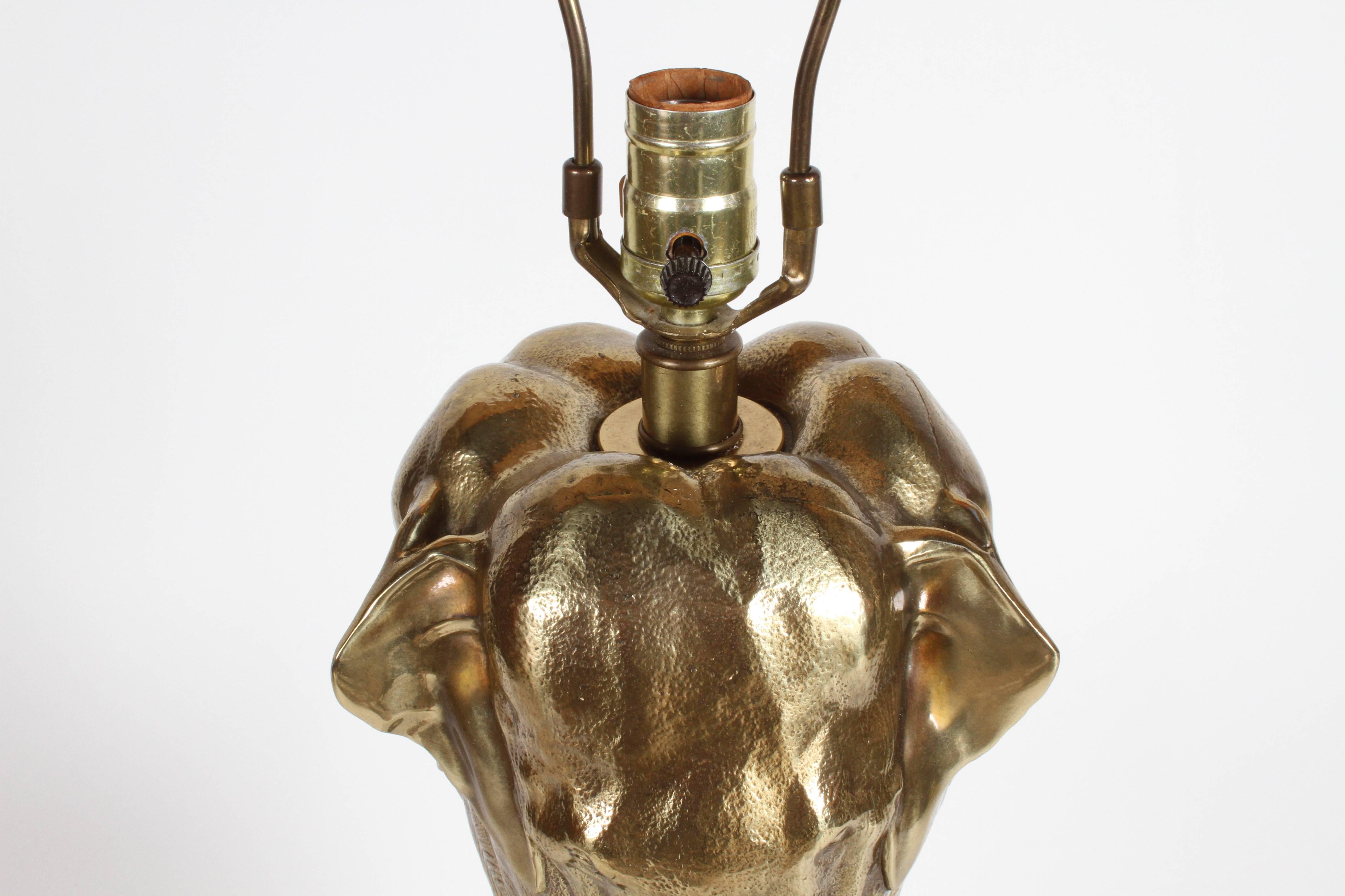 Hollywood Regency Sculptural Brass Elephant Lamp by Frederick Cooper