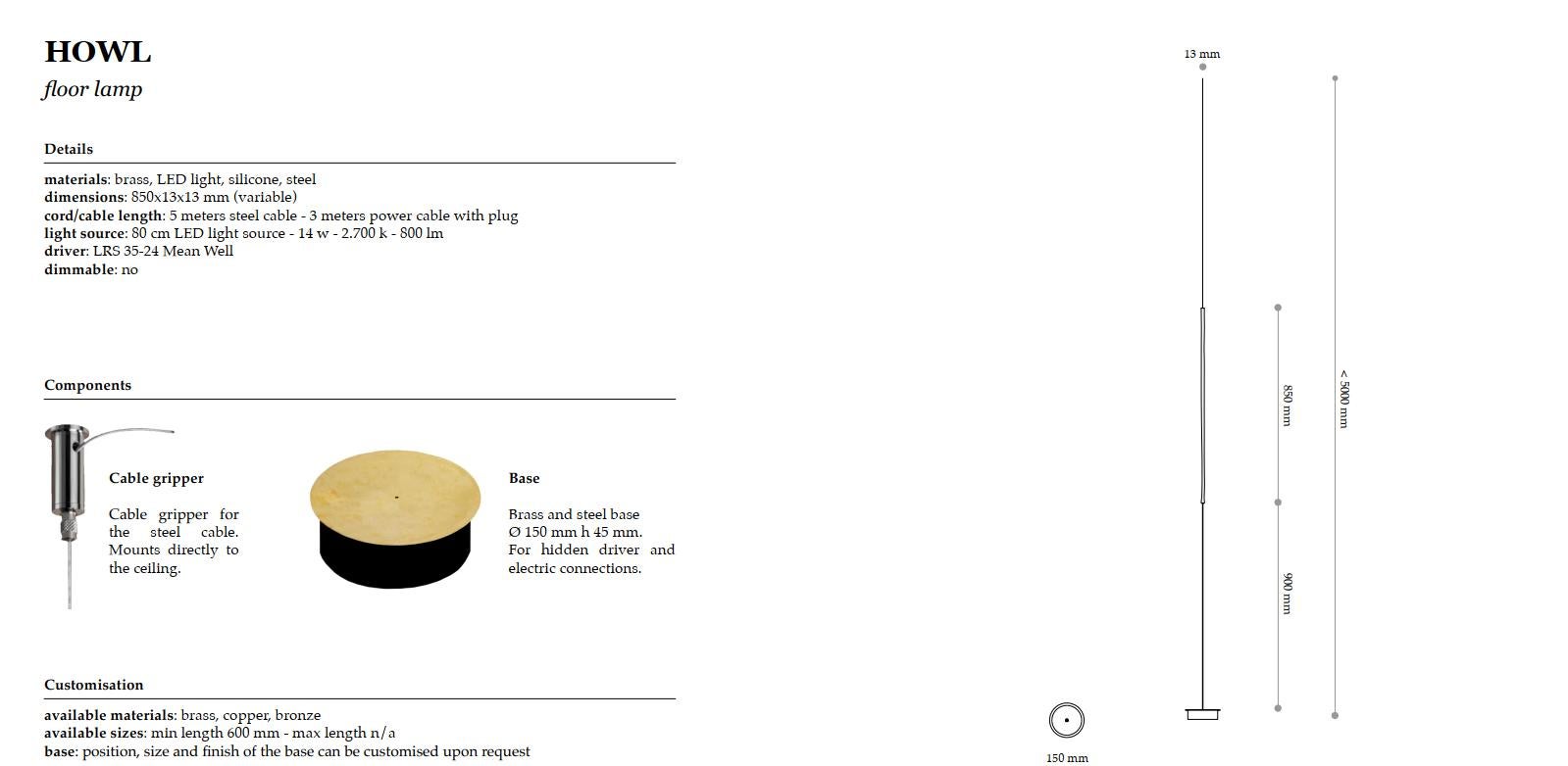 Minimalist Design, Unique Sculptural Brass Floor Lamp by Morghen Studio In New Condition For Sale In Geneve, CH