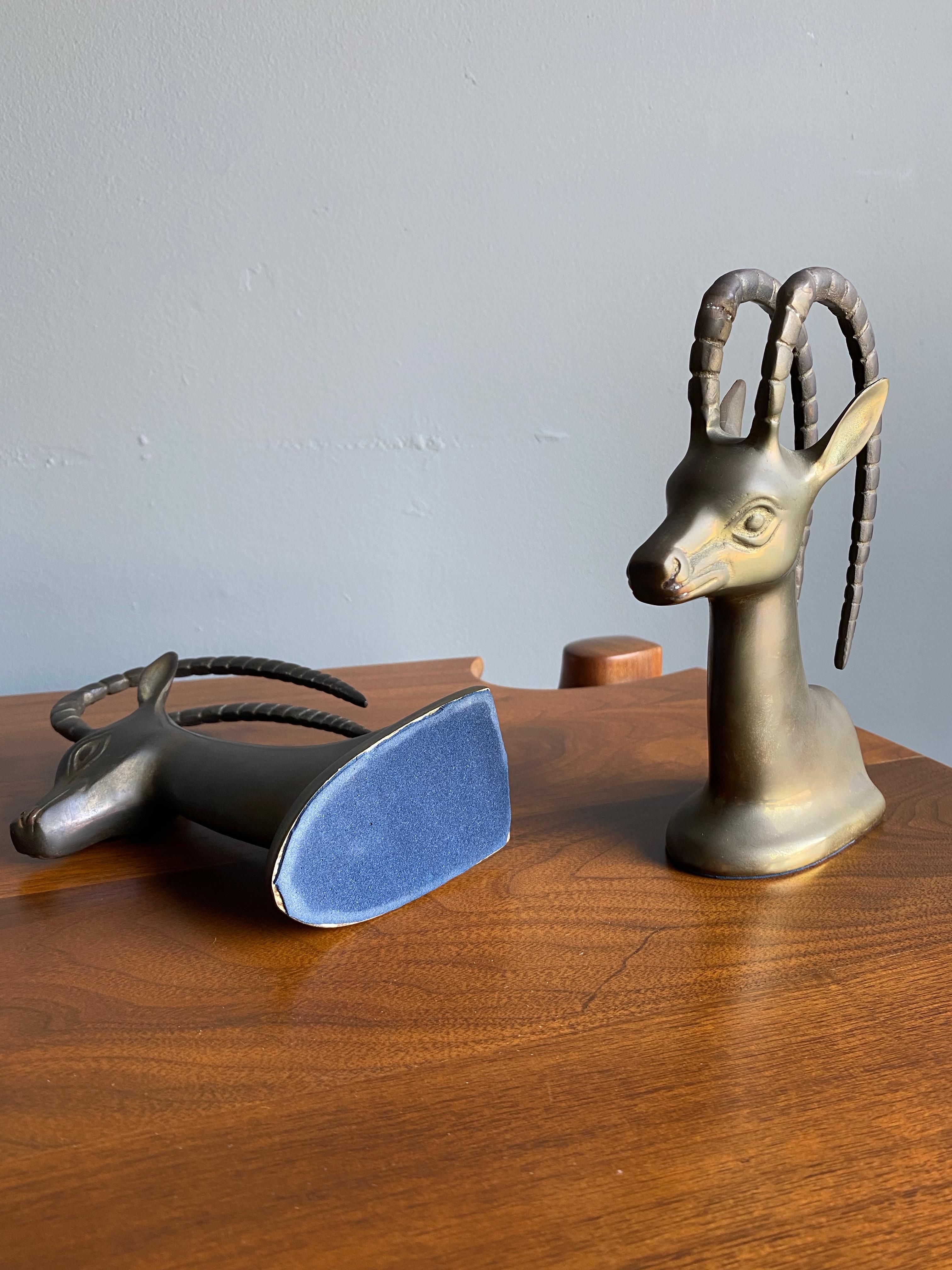 Sculptural Brass Gazelle Bookends, 1960's  For Sale 5