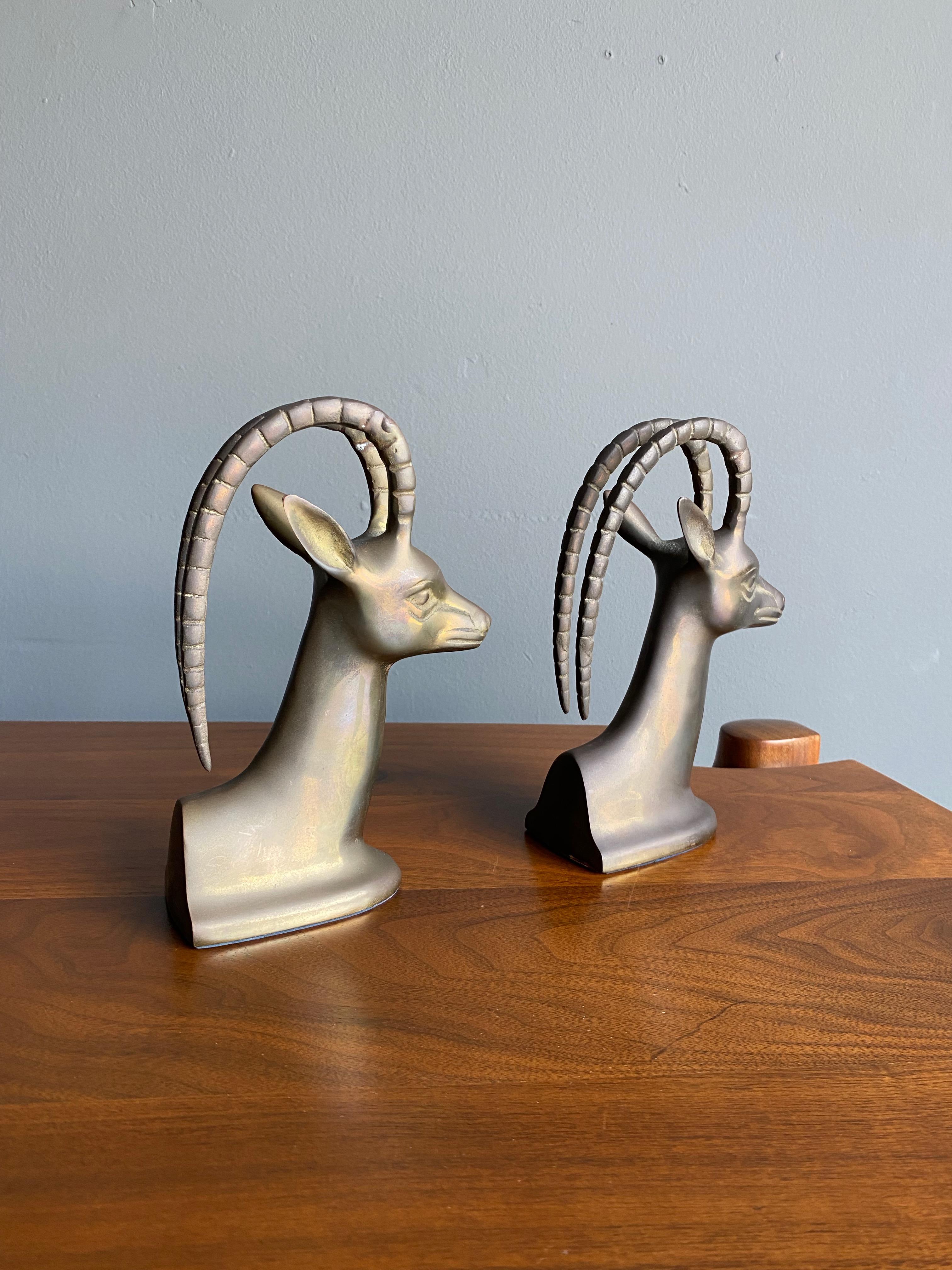Sculptural Brass Gazelle Bookends, 1960's  For Sale 1