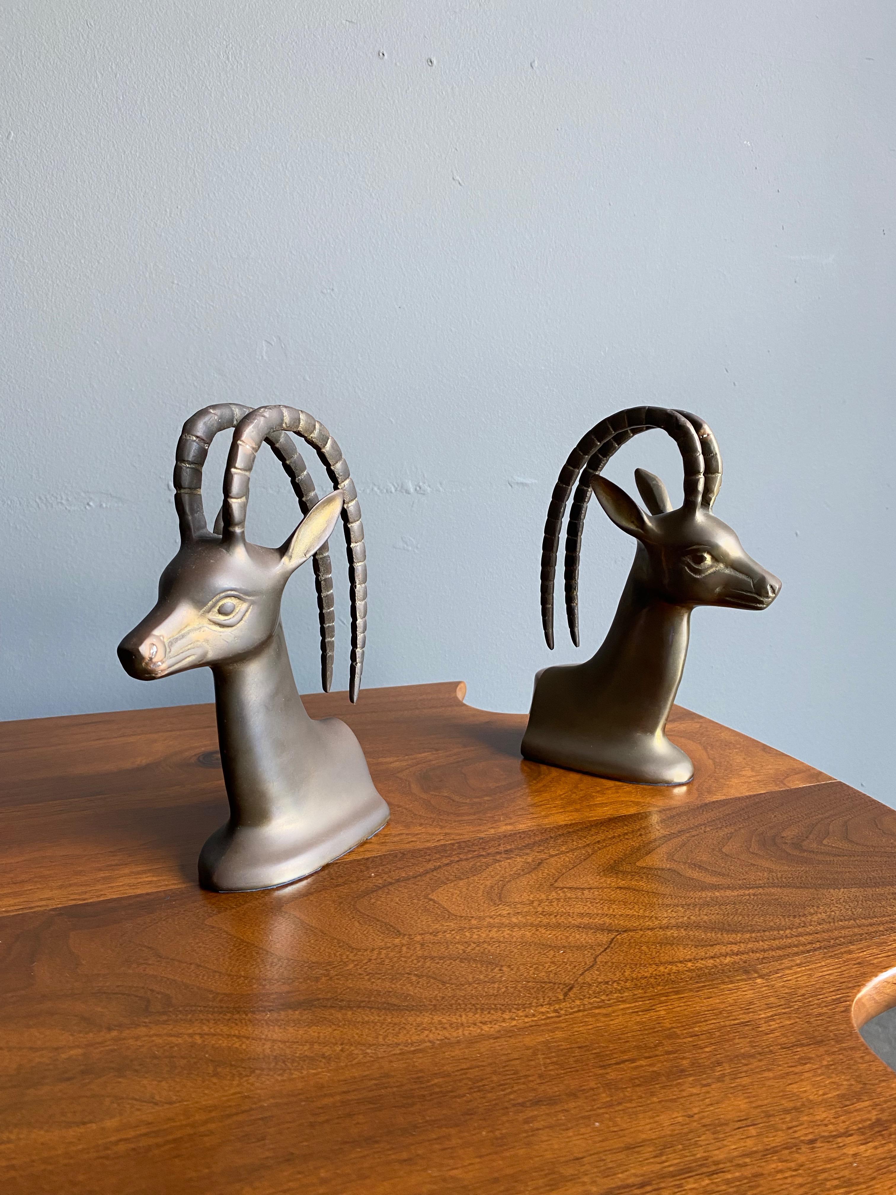 Sculptural Brass Gazelle Bookends, 1960's  For Sale 2