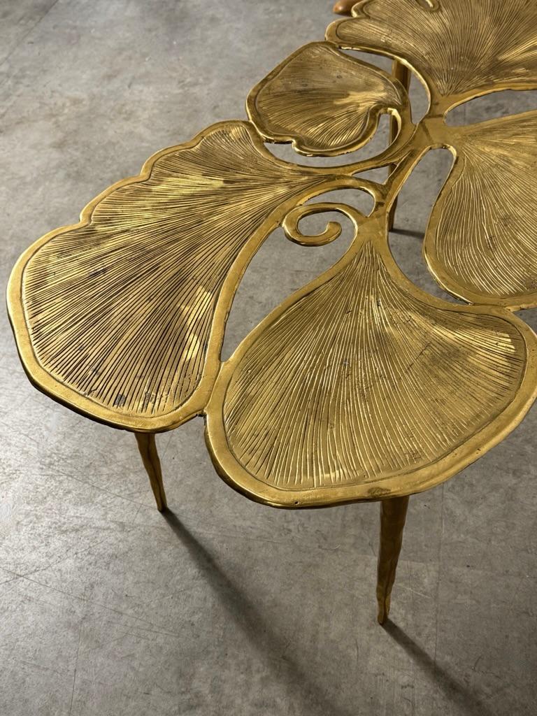 Early 21st Century Sculptural Organic Brass Ginkgo Leaf Coffee Table 7