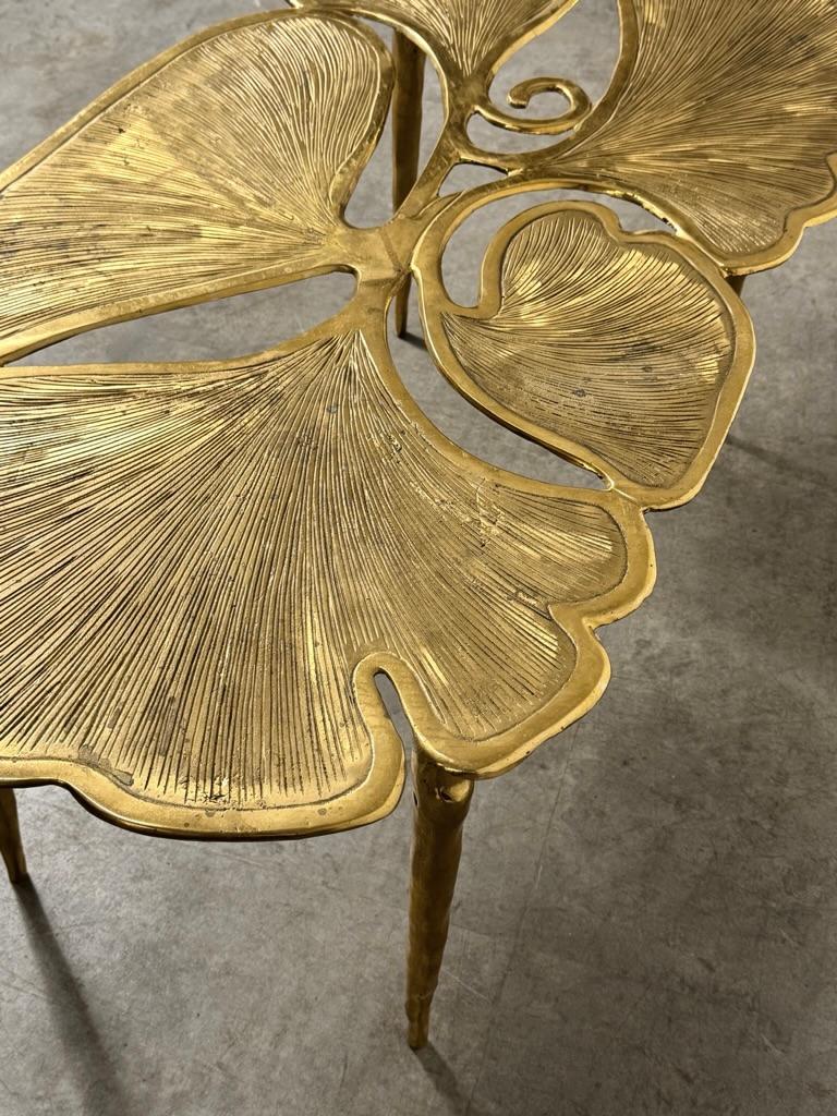 Early 21st Century Sculptural Organic Brass Ginkgo Leaf Coffee Table 8