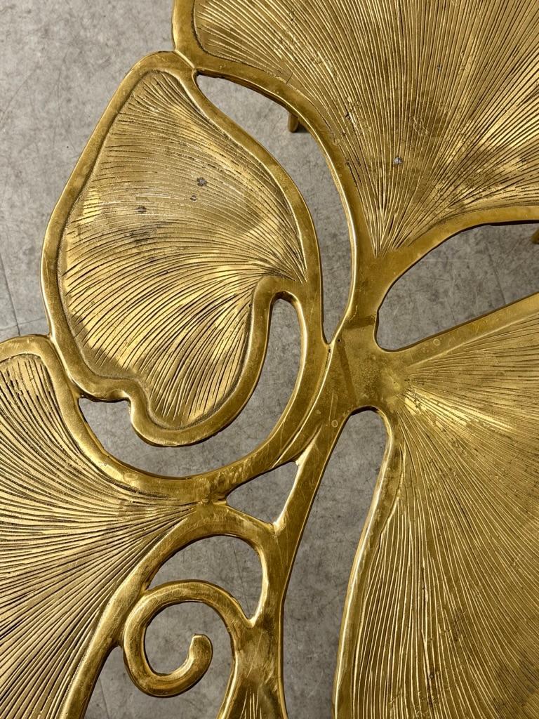 Early 21st Century Sculptural Organic Brass Ginkgo Leaf Coffee Table 9