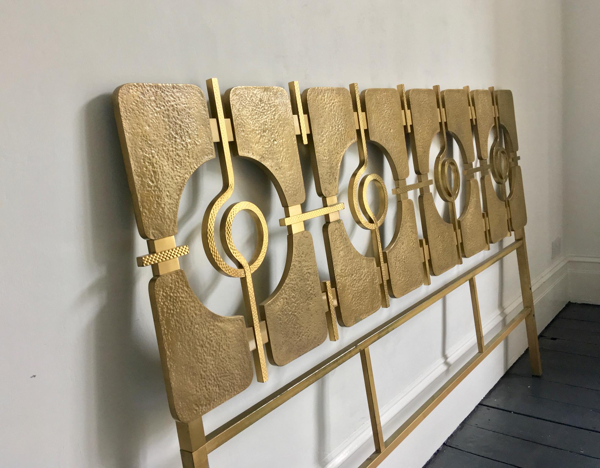 Mid-Century Modern Sculptural Brass Headboard by Luciano Frigerio, Italy, 1960s