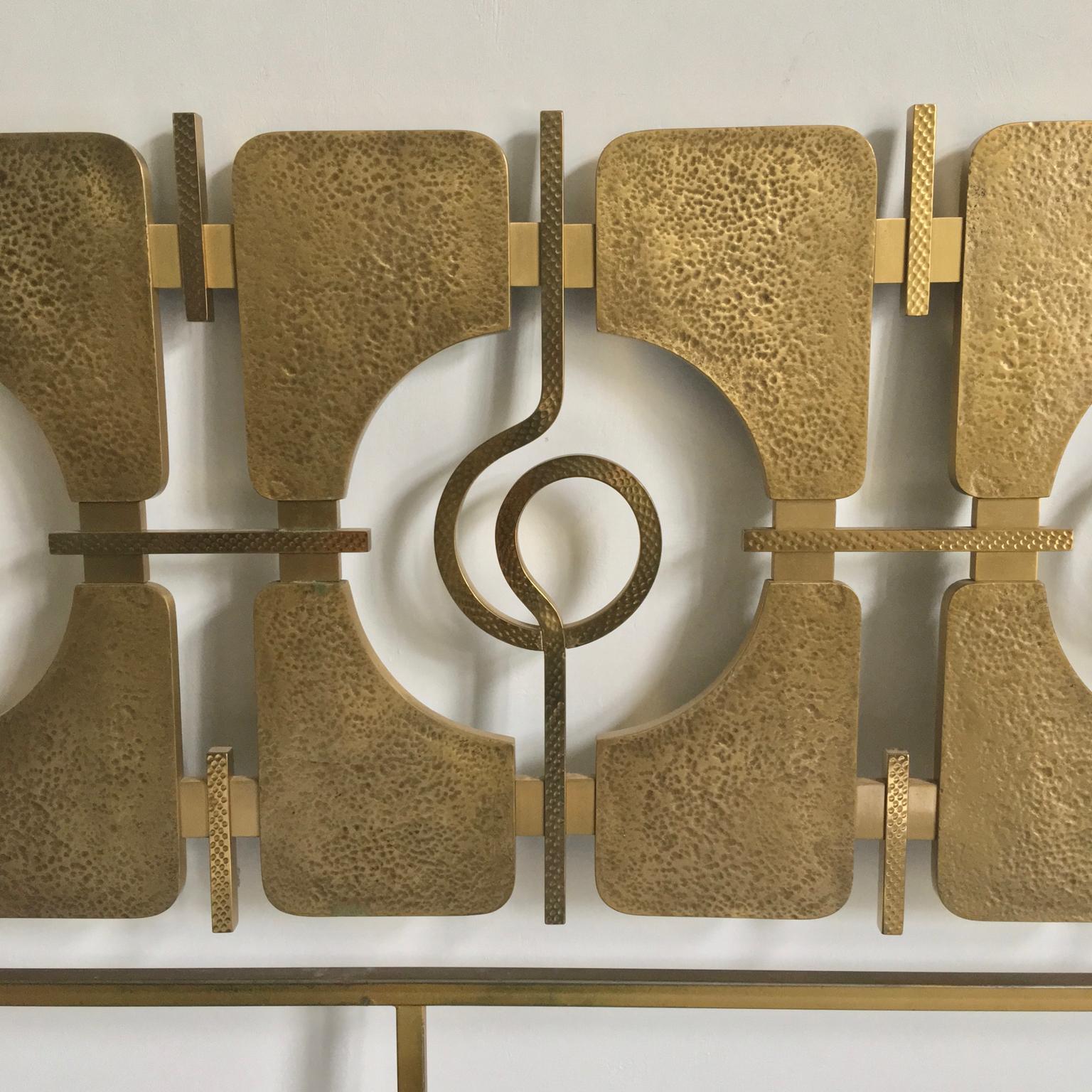 Italian Sculptural Brass Headboard by Luciano Frigerio, Italy, 1960s