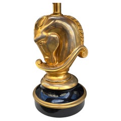 Sculptural Brass Horse Head Table Lamp by De Knudt
