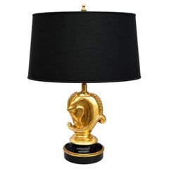 Sculptural Brass Horse Head Table Lamp by De Knudt