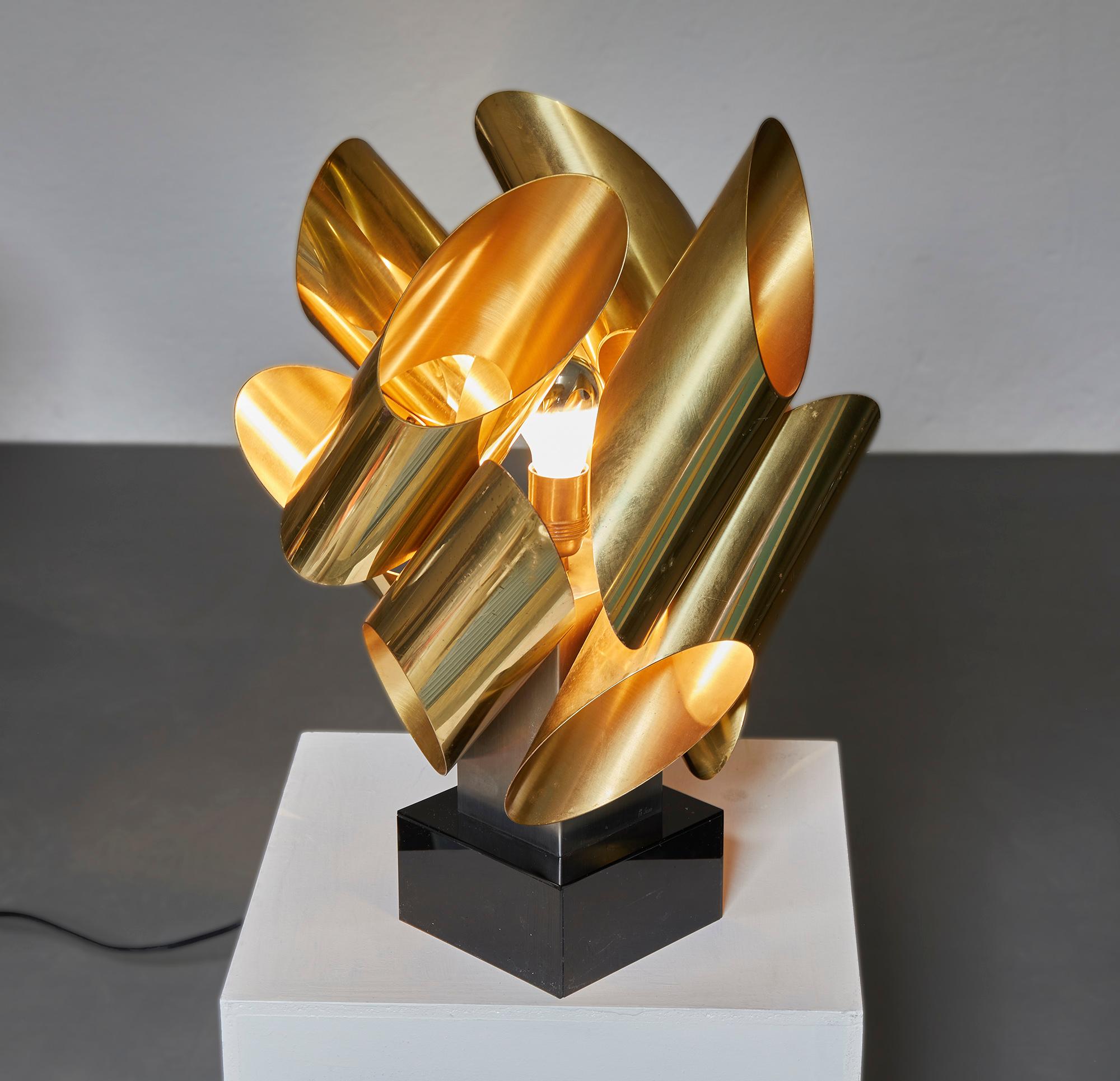 Sculptural Brass Lamp by Philippe Jean, France, 1970 In Good Condition In Renens, CH