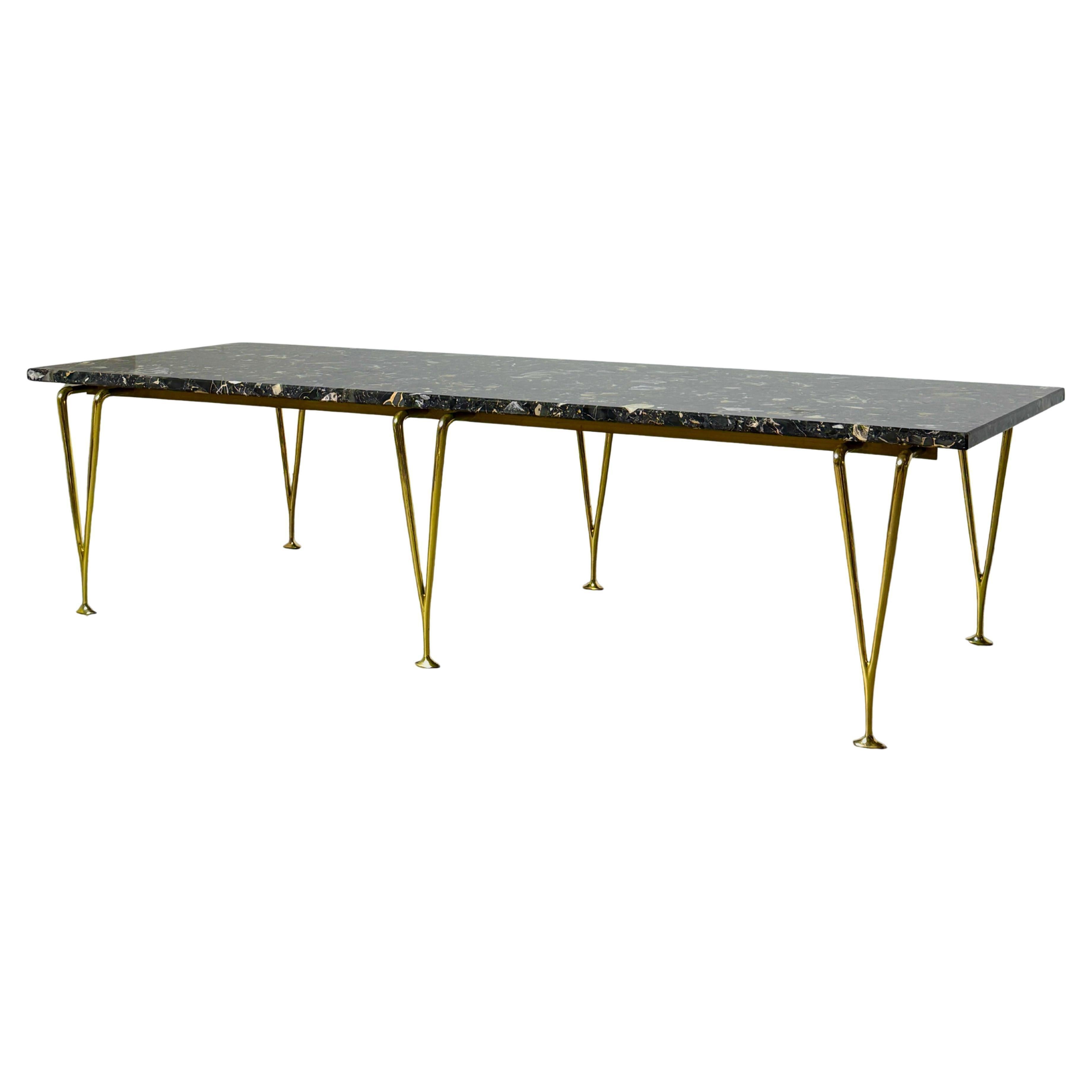 Hugh Acton Rare banc à pieds sculptés en laiton des années 1960