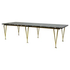 Hugh Acton Rare Black Marble Top Sculptural Brass Leg Bench Coffee Table 1960s