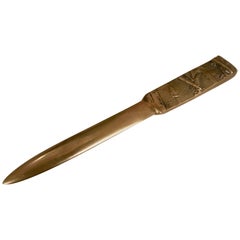 Retro Sculptural Brass Letter Opener Signed by Carlo Ricci, Italy, 1970s