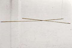 Linear Cross Sculptural Brass Contemporary Pendant Light by Morghen Studio