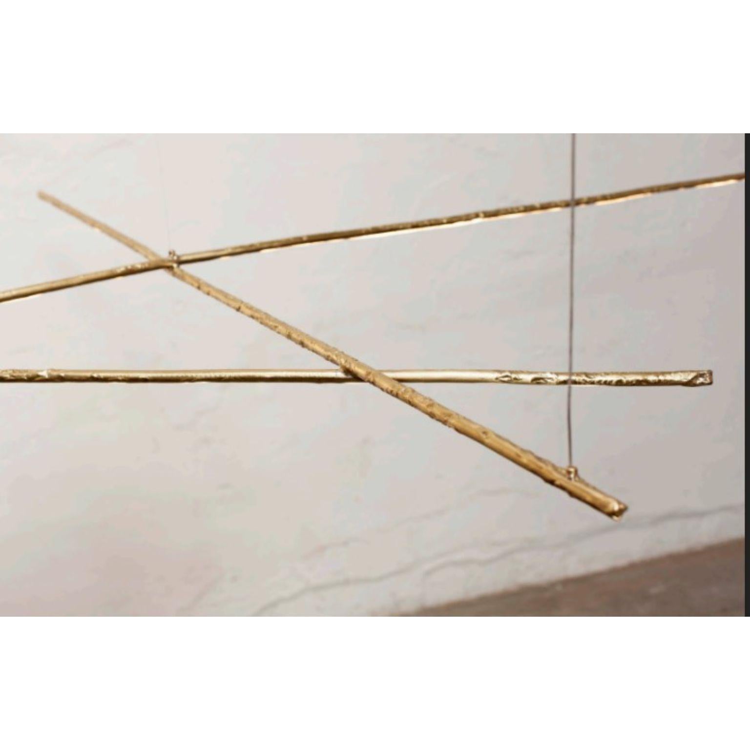 Sculptural Branch, lampada a sospensione lineare in ottone contemporanea di Morghen Studio in vendita 6