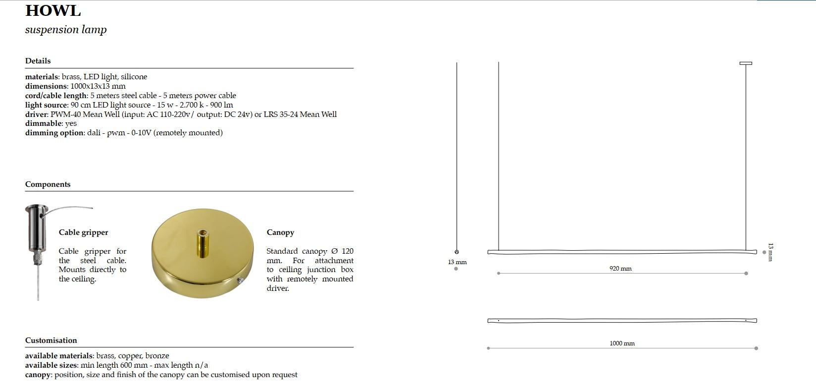 Langgestreckte Bar Form Satin Brass Contemporary Pendelleuchte von Morghen Studio (Messing) im Angebot