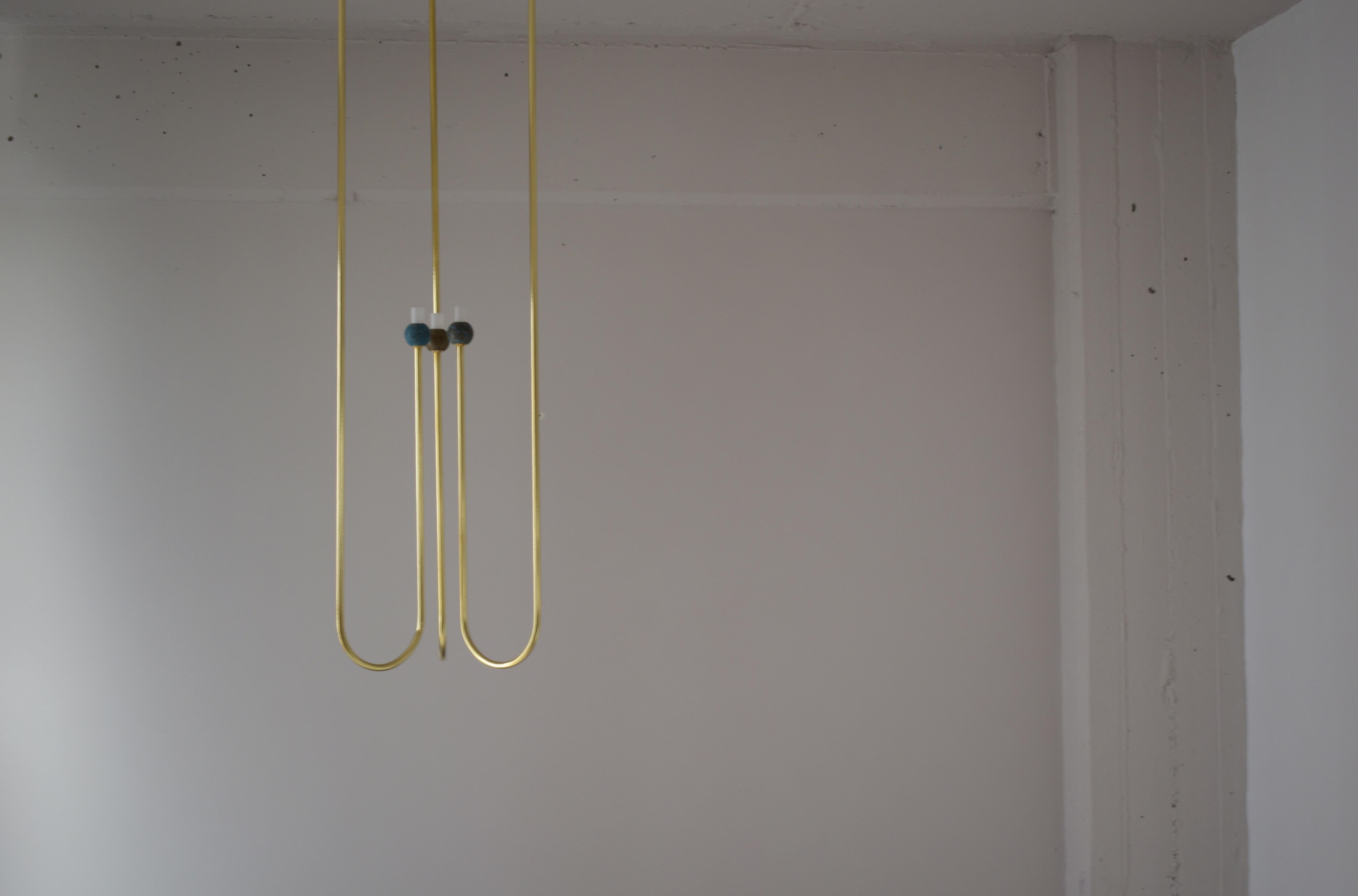 Modern Sculptural Brass Light Suspension, 