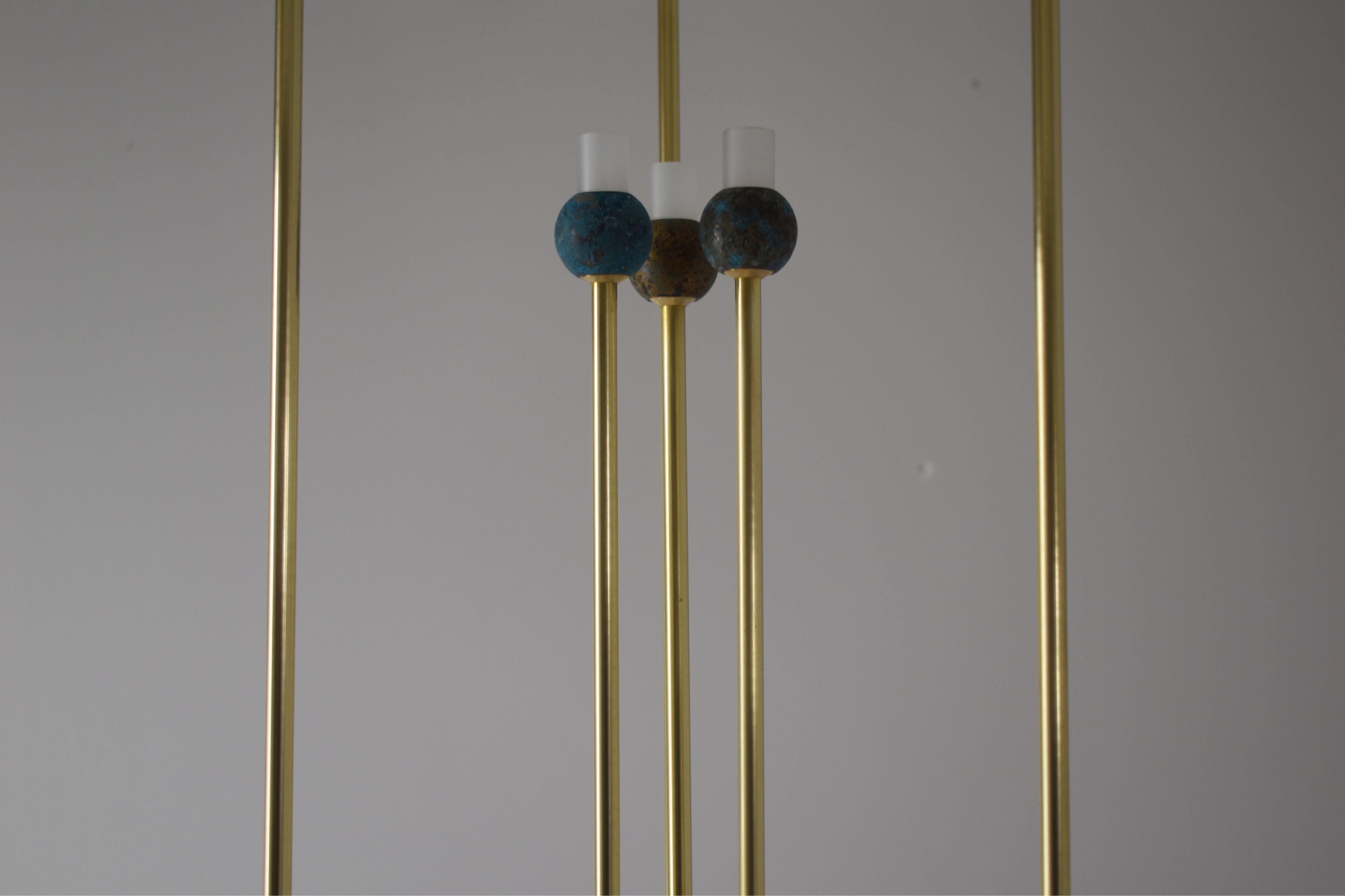 Greek Sculptural Brass Light Suspension, 